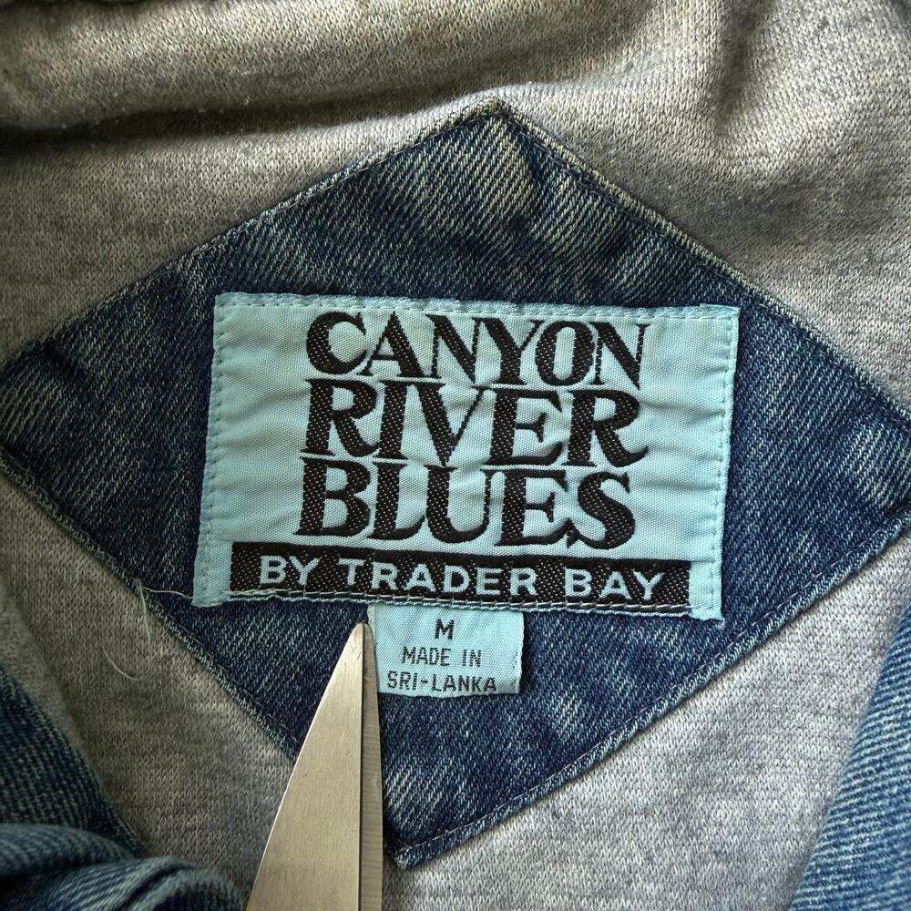 Vintage 90’s Canyon River Blues Hooded Sweatshirt Lined Denim Jacket Size Medium - Picture 6 of 14